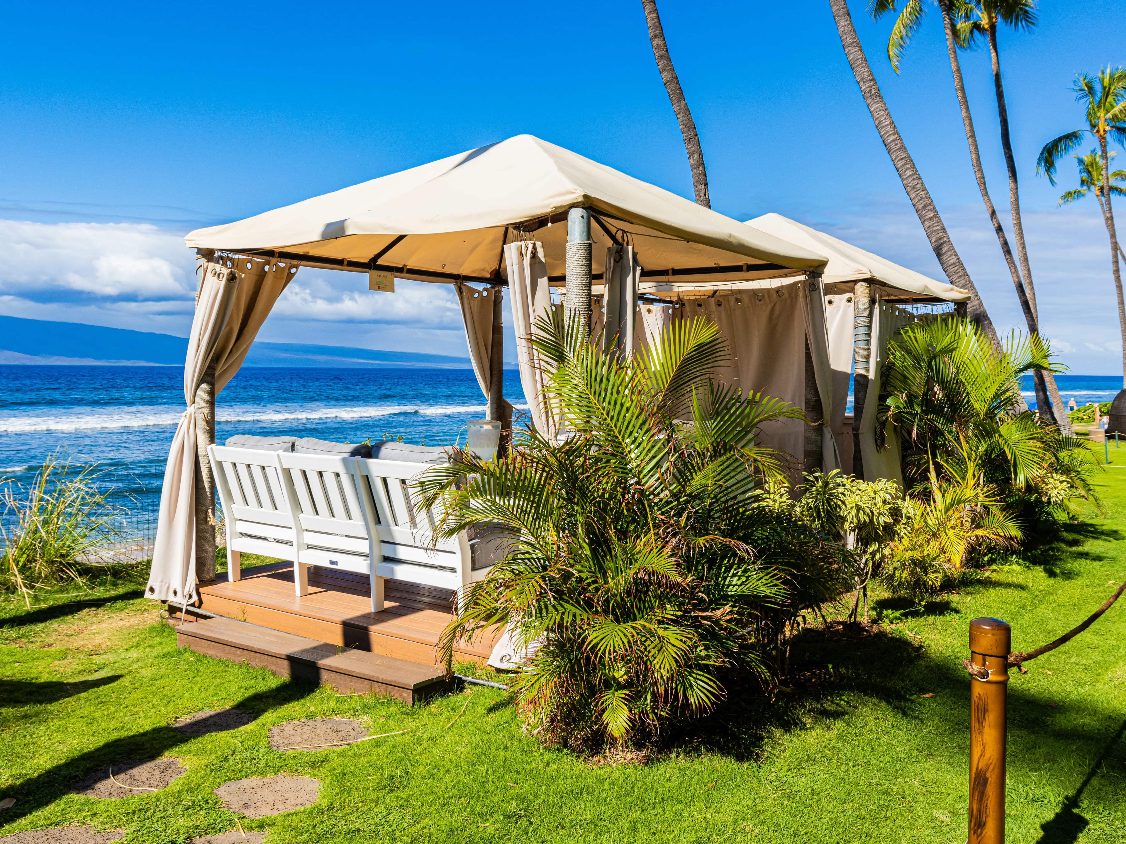 White cabana next to the beach