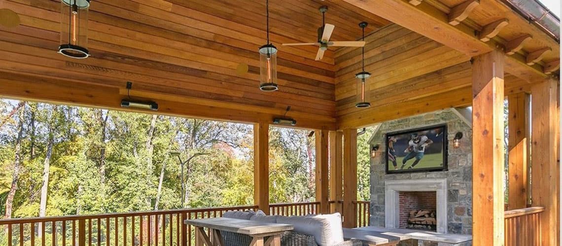 Two Patio Heaters Hung on the Side of an Outdoor Patio Gazebo